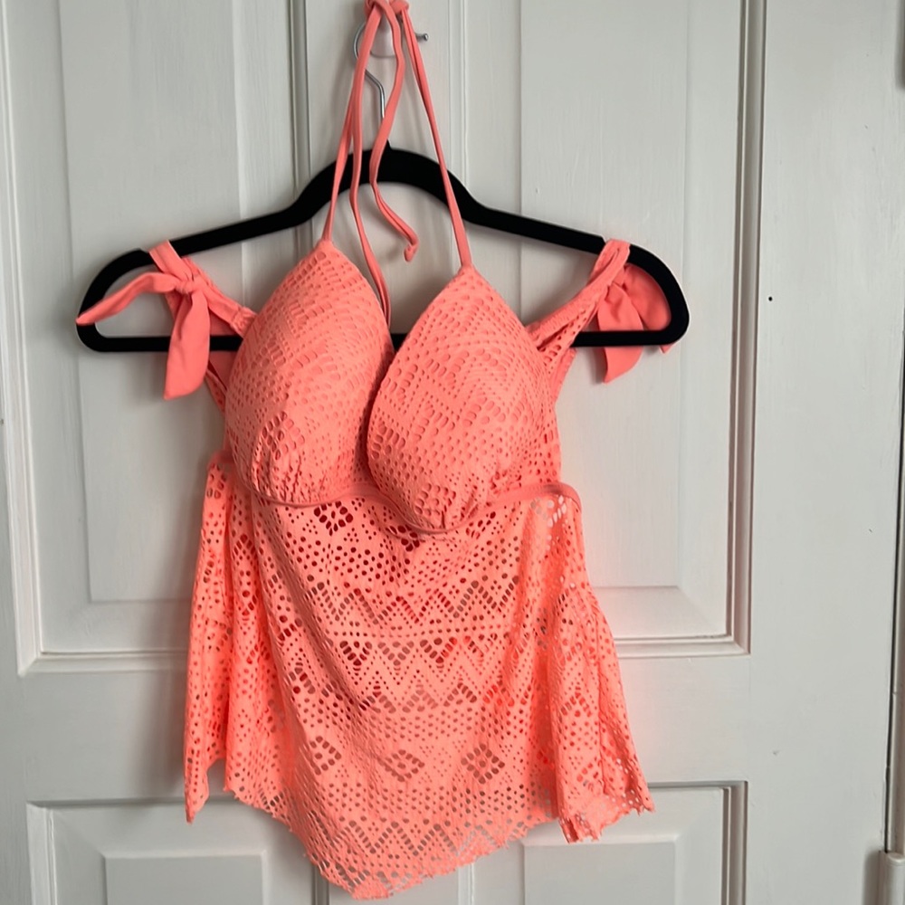 Orange Tankini and tie bottoms